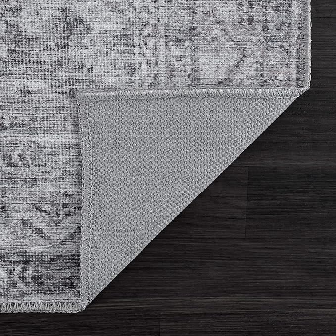 Bloom Rugs Washable 8' x 10' Rug - Ivory/Silver Gray Traditional Area Rug for Living Room, Bedroom, Dining Room, and Kitchen - Exact Size: 8' x 10'