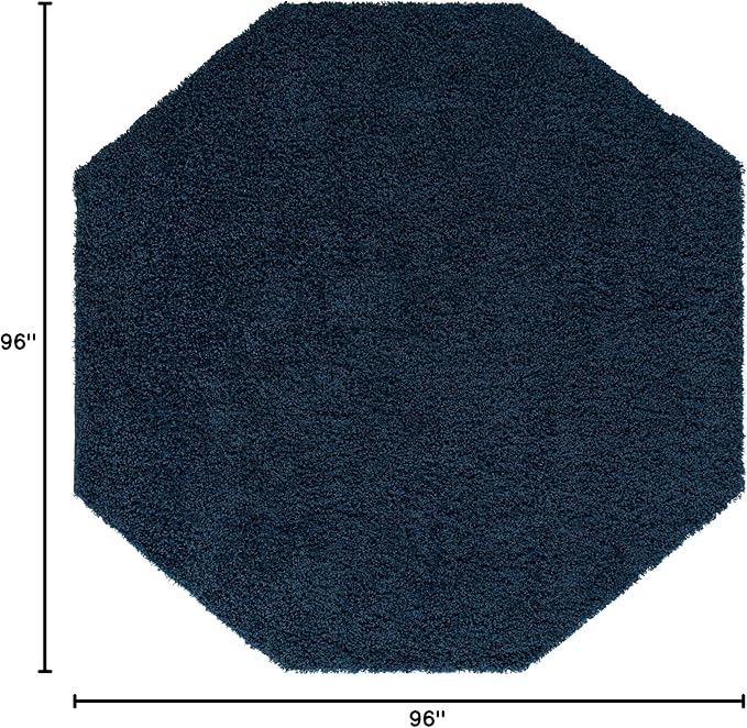 Unique Loom Solid Shag Collection Area Rug (8' Octagon, Sapphire Blue/ Navy Blue)