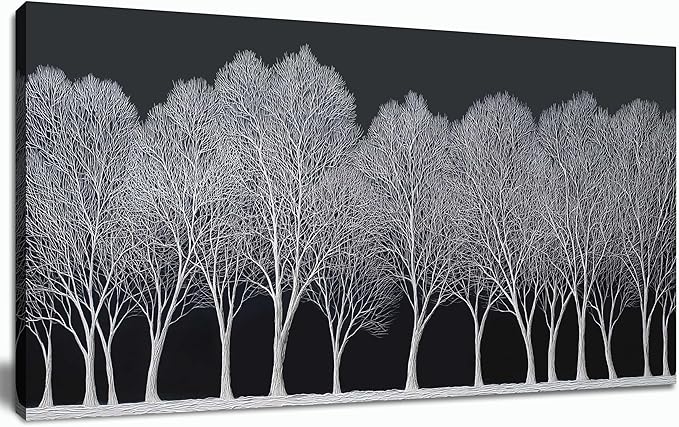 Trogonup Black and White Wall Art for Bedroom Large Forest Picture Landscape Tree Artwork for Living Room Home Office Modern Canvas Prints Ready to Hang 20"x40"