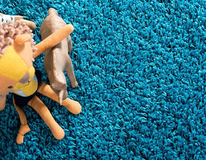 Unique Loom Solid Shag Collection Area Rug (8' x 11' Rectangle, Turquoise)