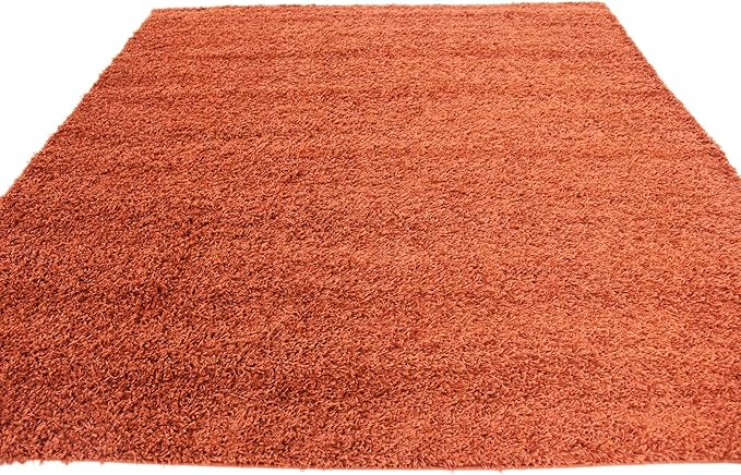 Unique Loom Solid Shag Collection Area Rug (8' Square, Terracotta)