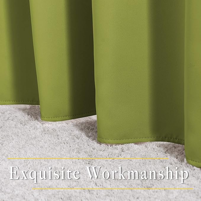 NICETOWN Fresh Green Blackout Curtains for Living Room, Grommet Thermal Insulated Window Drapes Room Divider Blinds Sound Reducing for Living Room, W46 x L102, 2 Pieces