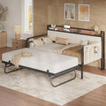 LIKIMIO Daybed with Trundle Bed, Twin XL Bed Frame with Storage Headboard and Charging Station, Sofa Day Bed with Strong Supports for Living Room, Bedroom, and Guest Room, Beige