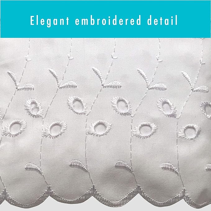 Fresh Ideas Eyelet Bed Skirt, Ruffled Design, 18 Inch Drop, Embroidered Scalloped Edge, California King, White