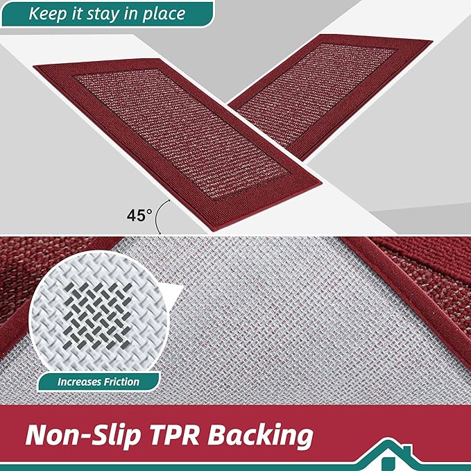 BEQHAUSE Indoor Door Mat 36" x 60", Dirt Trapper Door Mats Non-Slip Entryway Rugs Washable, Resist Dirt Absorbent Welcome Mat, Low Profile Floor Mats for Front Back Door and Entryway, Red