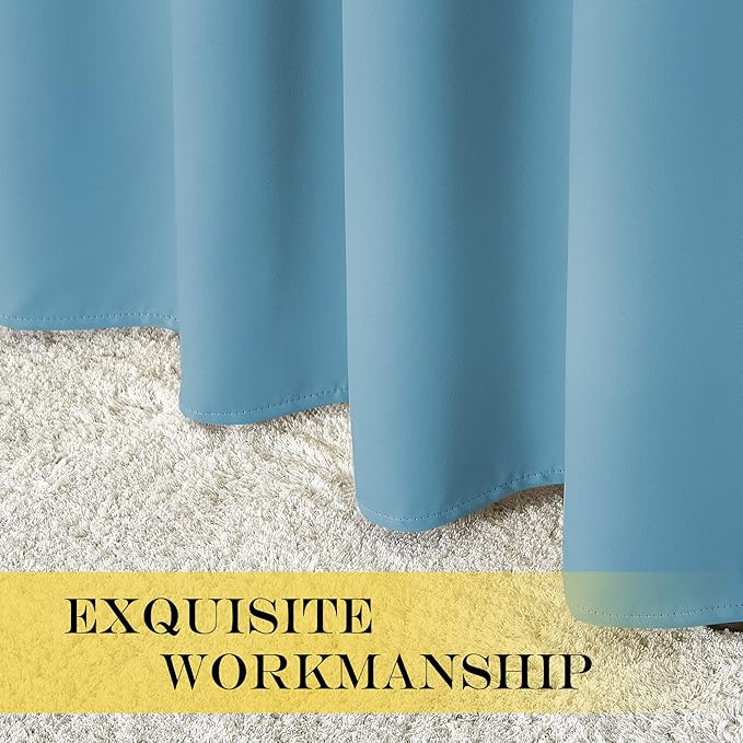 NICETOWN Blackout Curtains 84 Inch Length, Thermal Insulated Curtains for Bedroom Grommet Energy Saving Room Darkening Drapes for Living Room Window, 1 Panel, Teal Blue, 66" W x 102" L