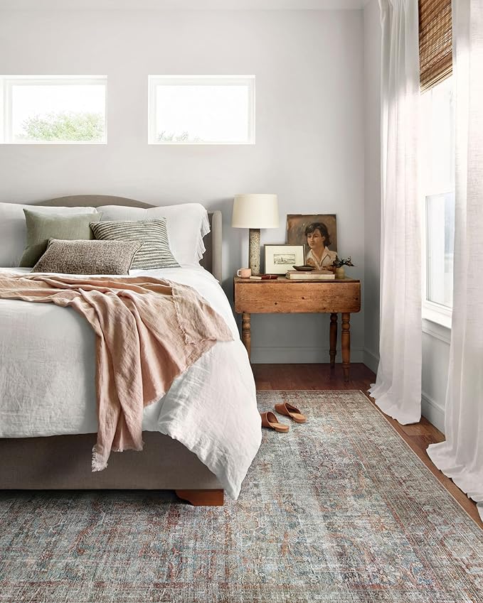 Loloi Chris Loves Julia Jules Collection JUL-05 Lagoon/Brick 2'-6'' x 12'-0'', .13" Pile Height, Runner Rug
