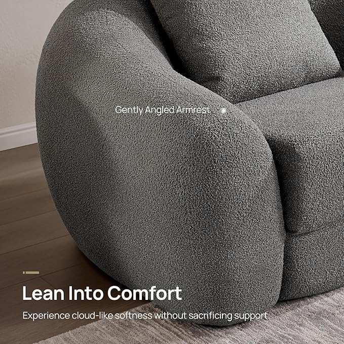 SICOTAS Curved Sofa Couch Bed for Living Room Convertible Futon Cloud Boneless Sleeper Chair Pull Out Floor Couch with Deep Seat Sofa Set Foam No Assembly Required for Bedroom Apartment, Dark Grey