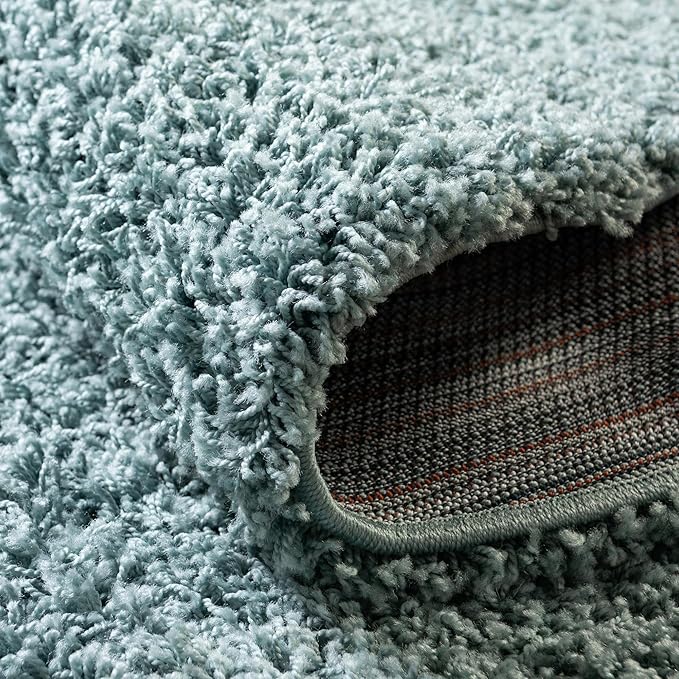 Unique Loom Solid Shag Collection Area Rug (7' 10" x 10' Oval, Light Slate Blue)