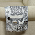 Brilliant Sunshine Grey Flowers Patchwork Couch Armrest 5 Pockets Organizer, Slip Resistant Recliner Armchair Caddy, Washable Remote Controls Holder, Storage for Magazine, Tablet, Phone, iPad, Grey