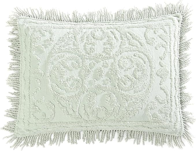 Beatrice Home Fashions Medallion Chenille Bedspread, King Sham, Sage