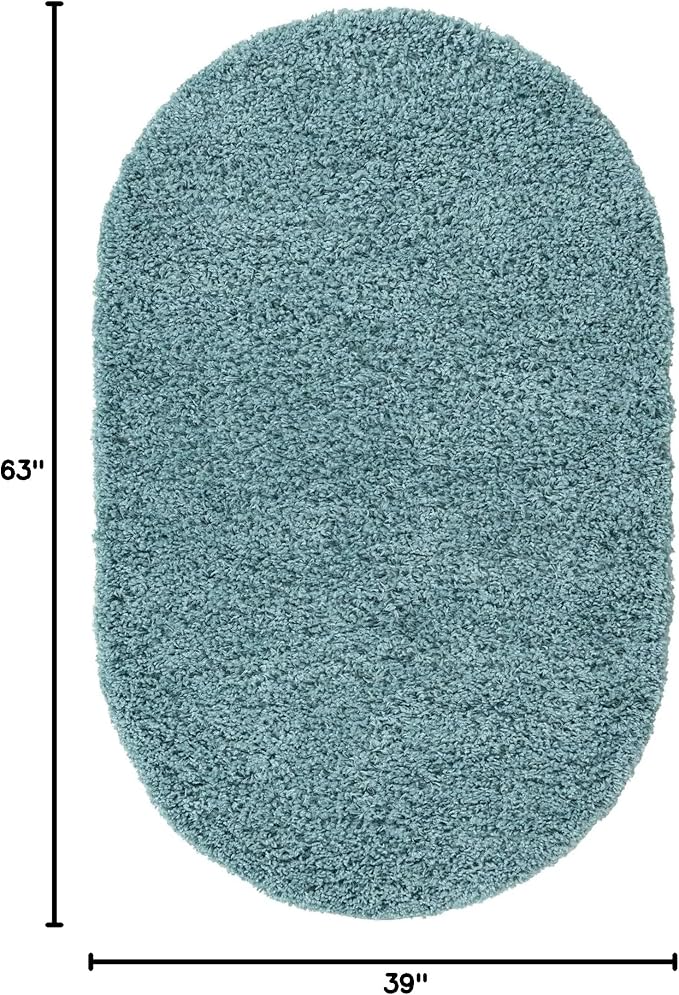 Unique Loom Solid Shag Collection Area Rug (3' 3" x 5' 3" Oval Light Slate Blue)