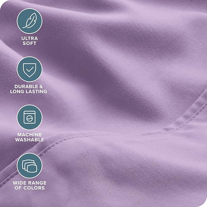 Bare Home Hotel Luxury King Sheet Set, Extra Soft - 6 Piece Set - Deep Pockets - Easy Fit - Cooling & Breathable - Wrinkle, Fade, Stain Resistant - Includes 4 Pillowcases (King, Lavender)