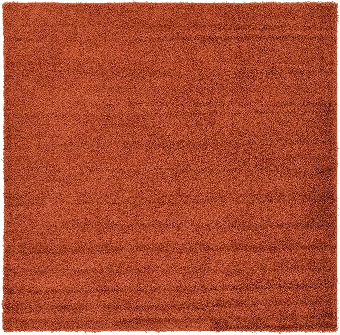 Unique Loom Solid Shag Collection Area Rug (8' Square, Terracotta)