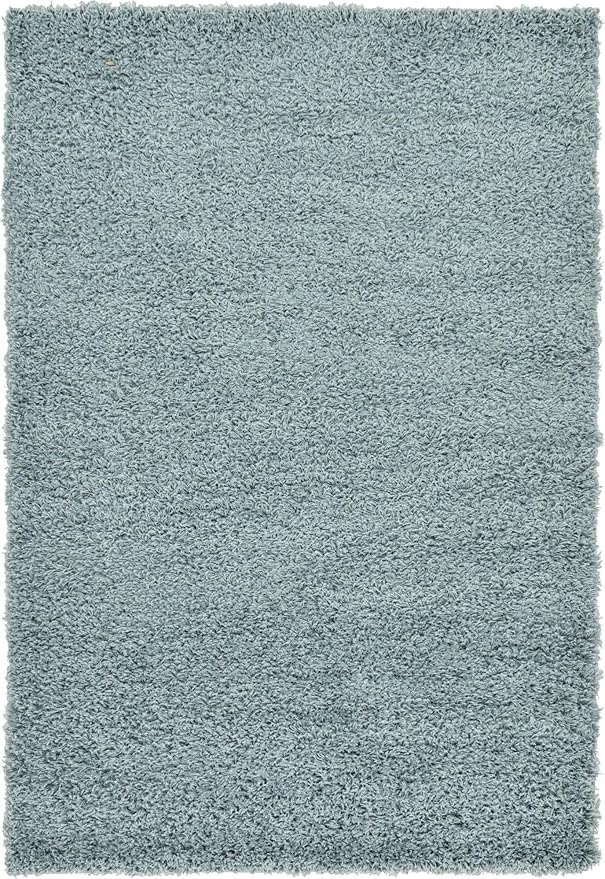 Unique Loom Solid Shag Collection Area Rug (4' 1" x 6' 1" Rectangle, Light Slate Blue)