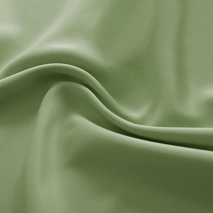 DONREN Sage Green Blackout Curtain Panels for Small Window - Thermal Insulated Room Darkening Rod Pocket Curtains for Bedroom (52 by 63 Inch,2 Panels)