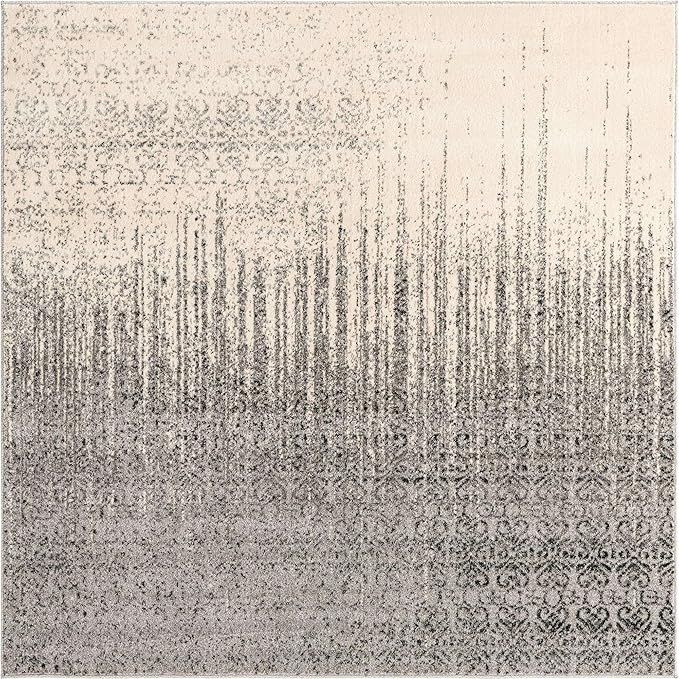 Unique Loom Del Mar Collection Area Rug - Jennifer (6' 1" Square, Gray/ Black)