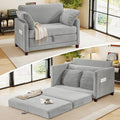 51" Loveseat Sleeper Sofa Bed, Corduroy Convertible Floor Sofa Bed for Small Spaces, Folding Couch Bed with Deep Seat, 2 Pillows & Solid Frame, Pull Out Floor Couch for Living Room, Grey