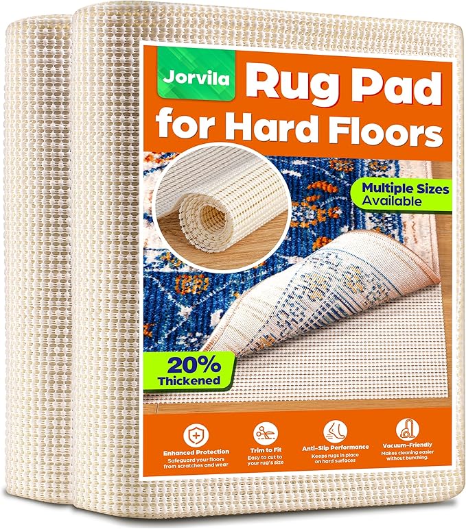 Non-Slip Rug Pad Gripper 5x7 Feet, Anti Skid Mat for Under Area Rugs, Keeps Rugs in Position and Safe, Thick Cushioned Carpet Pad for Hardwood Floors Protection