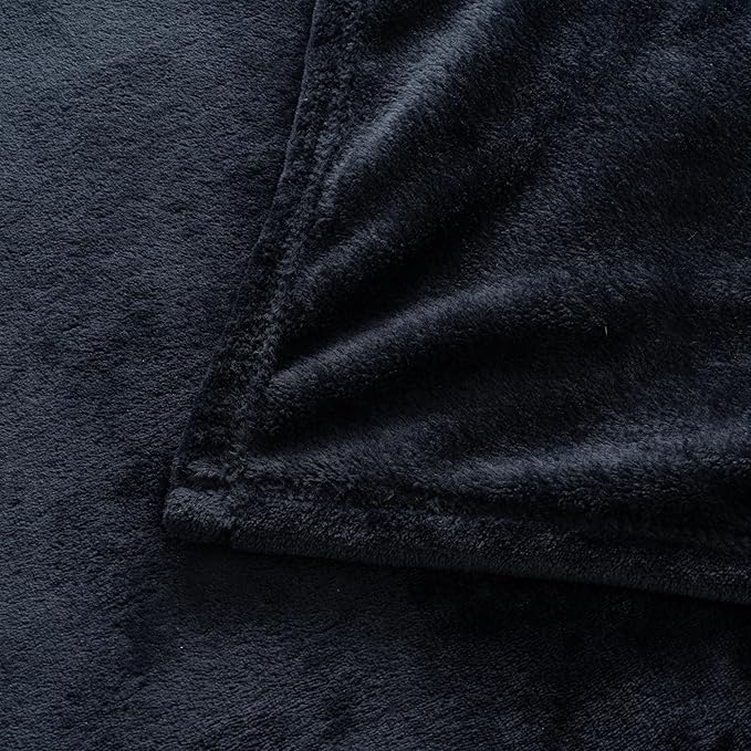 Luxury Fleece Warm Blanket, Soft Lightweight Velvety Plush Blanket for Sofa and Bed, Cozy Comfy for All Seasons(Black, 108×90 Inches)