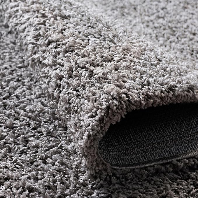 Unique Loom Solid Shag Collection Area Rug (8' x 10' Oval, Cloud Gray)
