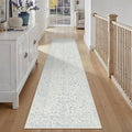 2x10 Blue Runner Rug Hallway Non Slip Kitchen Vintage Distressed Long Carpet Indoor Machine Washable Retro Floral Bedroom Accent Throw Rug for Office Laundry Bathroom Dining Living Room