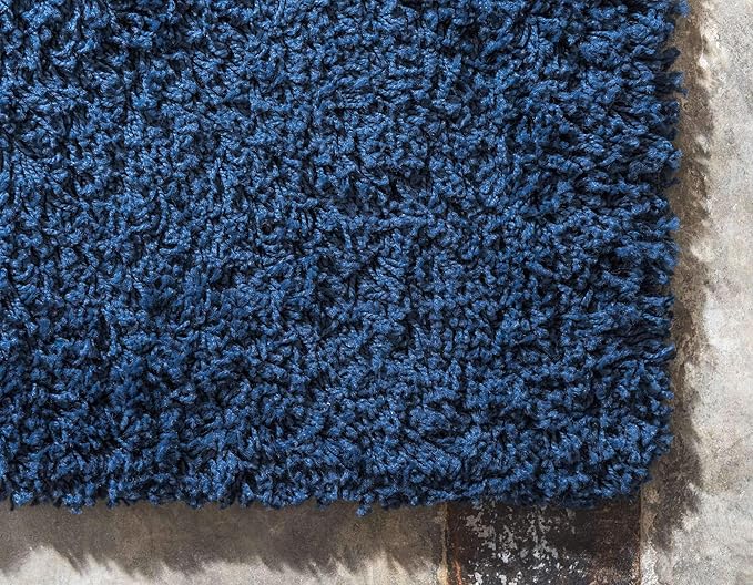 Unique Loom Solid Shag Collection Area Rug (2' 2" x 3' 1" Rectangle, Sapphire Blue/ Navy Blue)