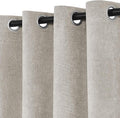 Macochico 100% Blackout Chenille Curtains 96 Inches Long for Hotel Nursery Noise Reducing Thermal Curtains for Bedroom Living Room Grommet Beige Curtains with Tieback 52" Wx96 L Classic 1 Panel