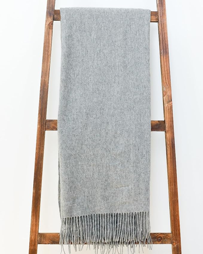 Alashan Ripple Finish Woven Throw - Cashmere Blend Throw Blanket - Soft Ash Blanket for Couch