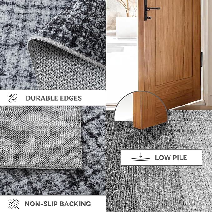 Area Rugs 8x10, Machine Washable Rugs for Living Room Floor Non Silp Vintage Rug Black Carpet for Living Room Dinning Room Bedroom Rug Under Bed Home | Black White