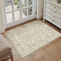 Taupe 2x3 Entryway Rug Vintage Area Carpet Indoor Kitchen Washable Door Mat Entrance Small Low Pile Traditional Distressed Retro Accent Throw Rug Non Slip Office Bathroom