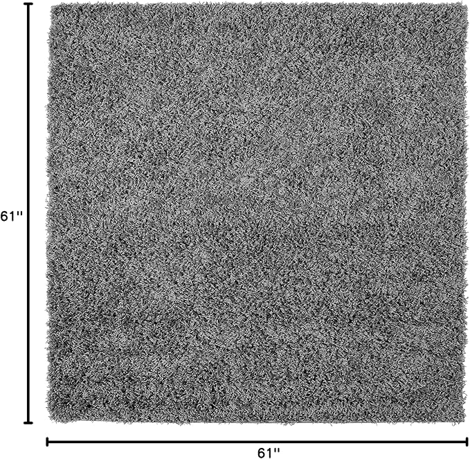 Unique Loom Solid Shag Collection Area Rug (5' 1" Square, Graphite Gray)