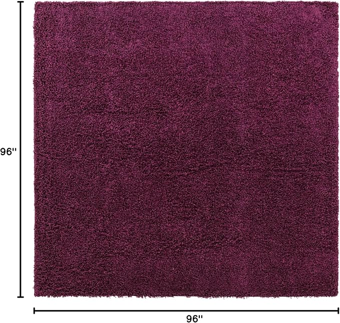 Unique Loom Solid Shag Collection Area Rug (8' Square, Eggplant Purple)