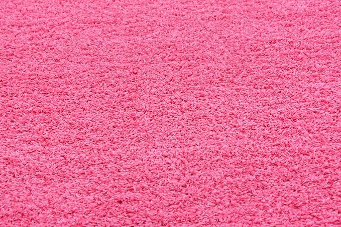 Unique Loom Solid Shag Collection Area Rug (8' Square, Taffy Pink)