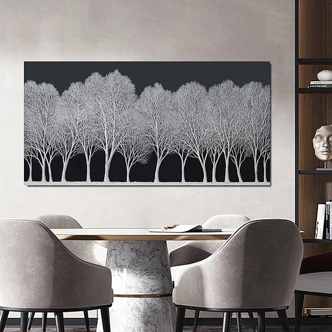 Trogonup Black and White Wall Art for Bedroom Large Forest Picture Landscape Tree Artwork for Living Room Home Office Modern Canvas Prints Ready to Hang 20"x40"