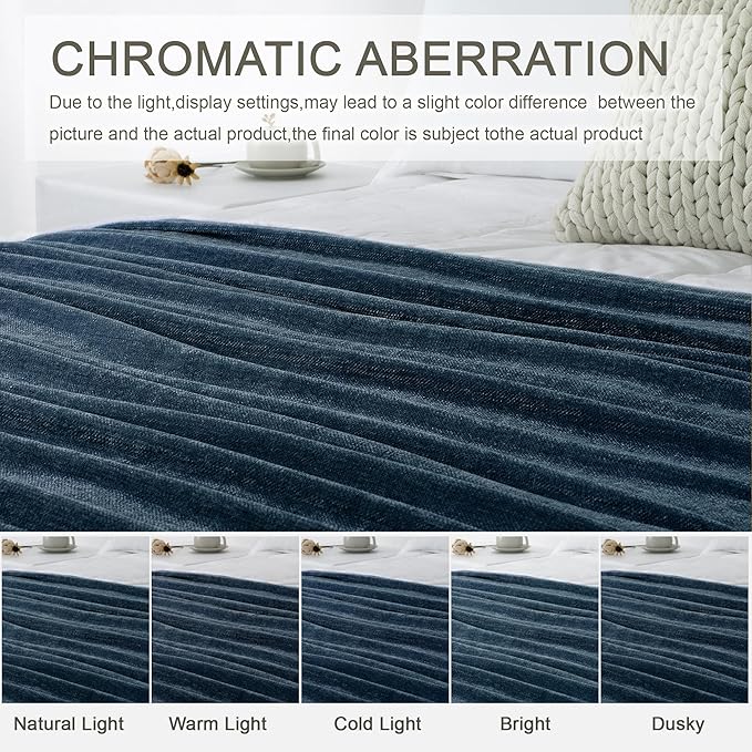 Chenille Throw Blanket for Couch 50"X 60", Soft Cozy Throws with Fringe Tassel for Bed Sofa Chair Cover, Lightweight Knitted Decorative Boho Blankets for Living Room, Navy Blue