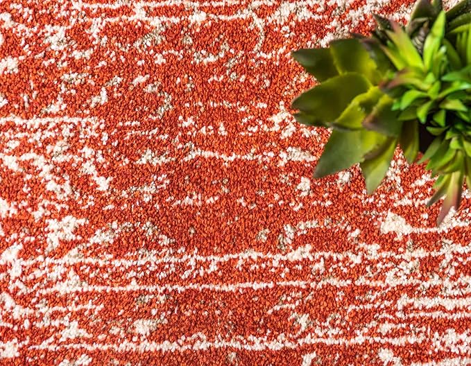 Unique Loom Del Mar Collection Area Rug - Jennifer (5' 3" x 8' Rectangle, Red/ Beige)