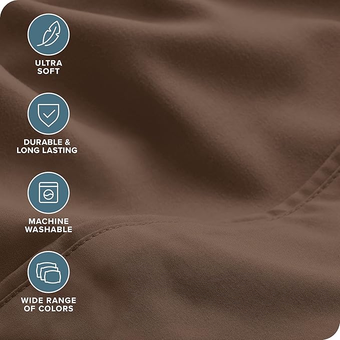 Bare Home Hotel Luxury Split King Sheet Set, Extra Soft - 7 Piece Set - Deep Pockets - Easy Fit - Cooling & Breathable - Wrinkle, Fade, Stain Resistant - Includes 4 Pillowcases (Split King, Cocoa)