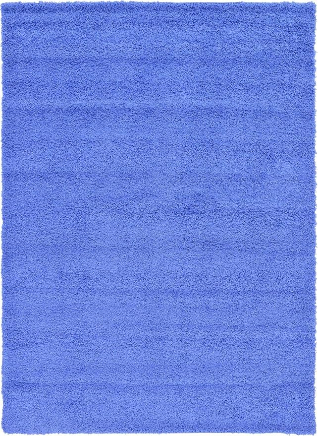 Unique Loom Solid Shag Collection Area Rug (8' x 11' Rectangle, Periwinkle Blue)