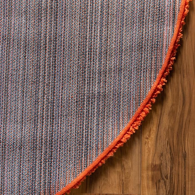 Unique Loom Solid Shag Collection Area Rug (4' 1" Round, Tiger Orange)