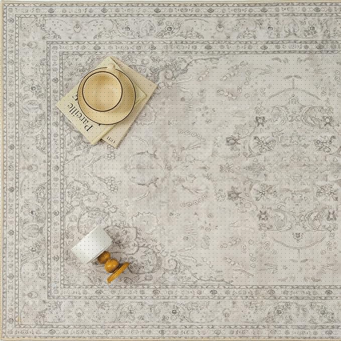 Beige 2x3 Area Rug Washable Vintage Small Carpet for Entryway Kitchen Soft Retro Floral Low Pile Thin Door Mat Non Slip Central Medallion Throw Rug for Bathroom Office Bedroom Dining Room