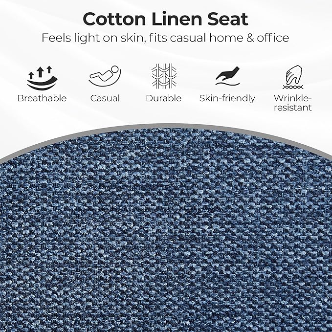 Zouron Mid Century Modern Accent Chair with Wooden Legs, Upholstered Swivel Chair No Wheels, Side Accent Armchair Vanity Chair for Small Space Home Office Living Room Bedroom, Blue