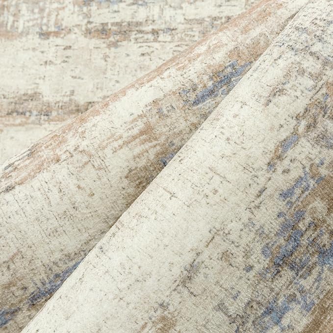 2x6 Runner Rug Hallway Kitchen Washable Abstract Neutral Modern Small Long Beige Brown Carpet Bedroom Bedside Non Slip Low Pile Soft Thin Indoor Throw Rug Entryway Bathroom Door Mat