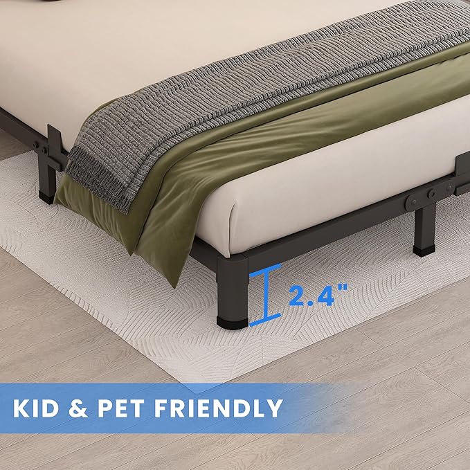 MAF 4 Inch Full Size Metal Platform Bed Frame with Round Corner Legs, 3000 LBS Heavy Duty Steel Slats Support, Noise Free, No Box Spring Needed, Easy Assembly
