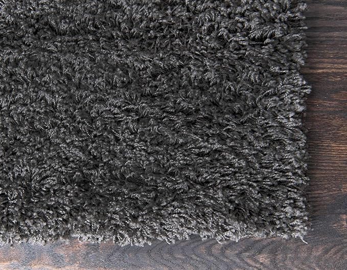 Unique Loom Solid Shag Collection Area Rug (10' x 13' Rectangle, Graphite Gray)