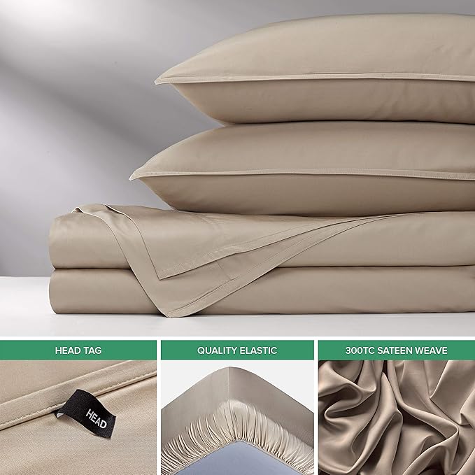 Pure Bamboo Twin Sheets, Genuine 100% Organic Viscose Derived from Bamboo Bed Sheet Set, Luxuriously Soft & Cooling, Double Stitching, 2 Year Quality Promise (Twin, Sand)