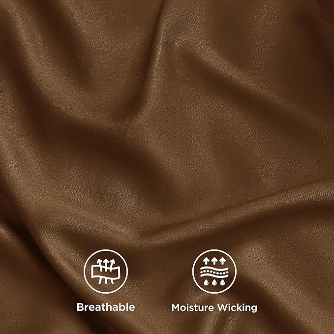 Bedsure Full Size Bed Sheets, Cooling Sheets, Rayon Derived from Bamboo, Breathable & Soft, Deep Pocket Up to 16 Inches, Hotel Luxury Silky Bedding for Hot Sleepers, Brown