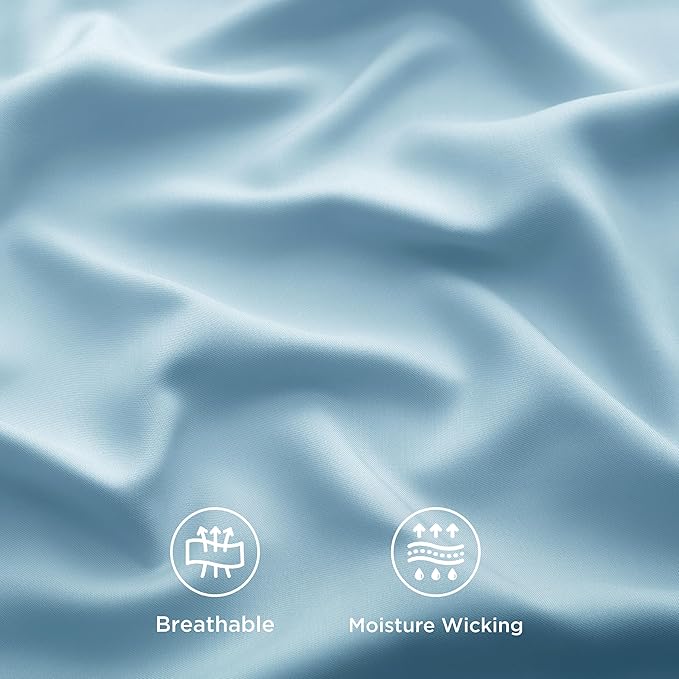 Bedsure King Size Sheets Set, Cooling Sheets for Hot Sleepers, Rayon Derived from Bamboo, Breathable & Soft, Deep Pocket Up to 16 Inches, Hotel Luxury Silky Bedding, Aqua