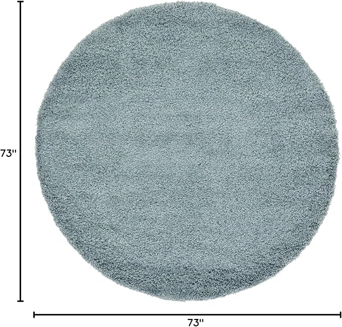 Unique Loom Solid Shag Collection Area Rug (6' 1" Round, Light Slate Blue)