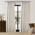 100 Inch Blackout Linen Curtains Pinch Pleated Back Tab Dual Layer Thermal Inslulated Room Darkening 100% Black Out Curtains 2 Panels for Sliding Glass Door Bedroom Living Cream Ivory Window Drapes